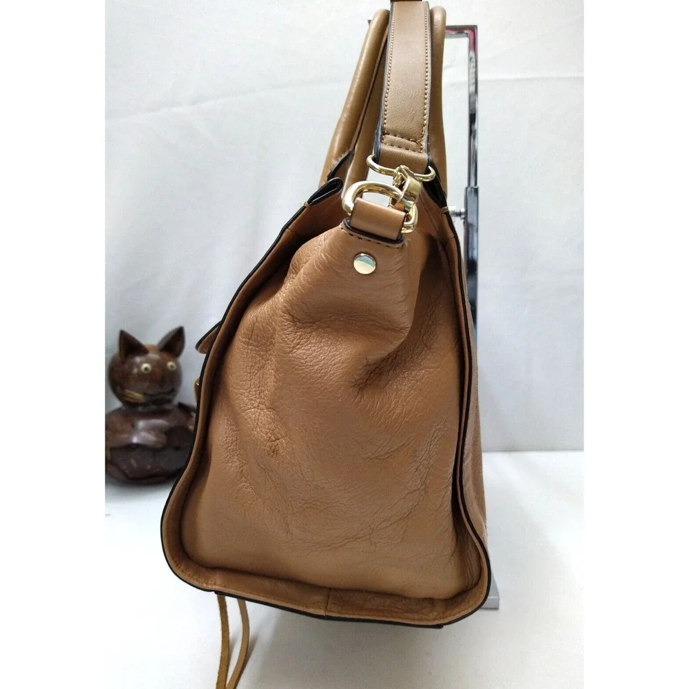 Rebecca Minkoff Bowery Fatigue Tan Brown Leather Double Handles Satchel Bag